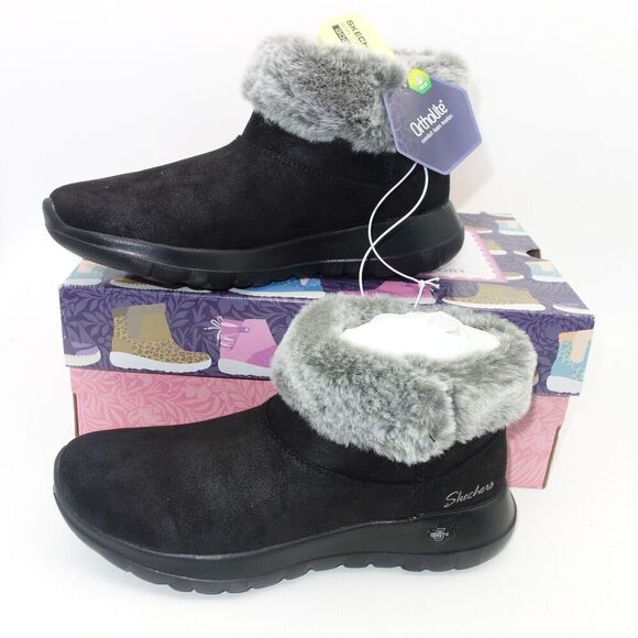 NEW Skechers Women's Go Walk On-The-Go Joy Air Cooled Boots Size 6 Black Gray - Picture 1 of 8